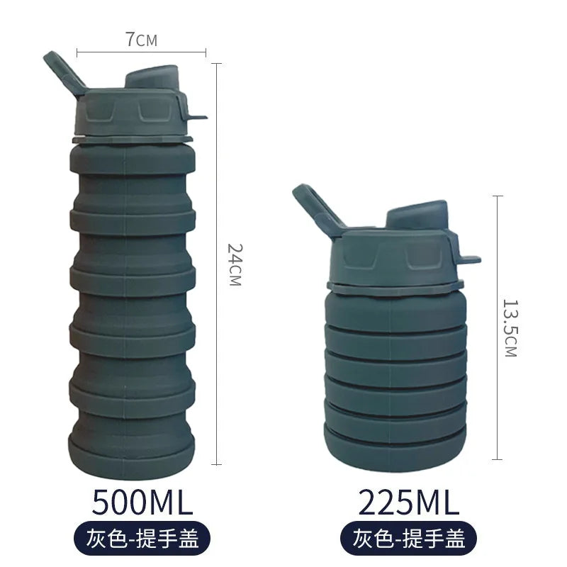 Portable Silicone Foldable Water Bottle – 500ml Collapsible Travel Cup for Hiking and Outdoor Activities 2