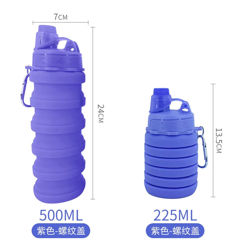Portable Silicone Foldable Water Bottle – 500ml Collapsible Travel Cup for Hiking and Outdoor Activities 3