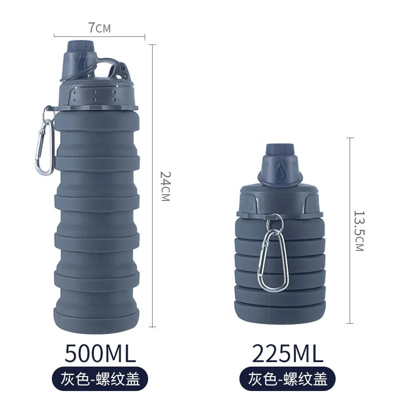 Portable Silicone Foldable Water Bottle – 500ml Collapsible Travel Cup for Hiking and Outdoor Activities 6