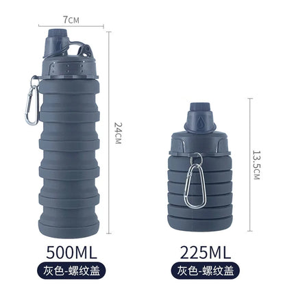 Portable Silicone Foldable Water Bottle – 500ml Collapsible Travel Cup for Hiking and Outdoor Activities 6