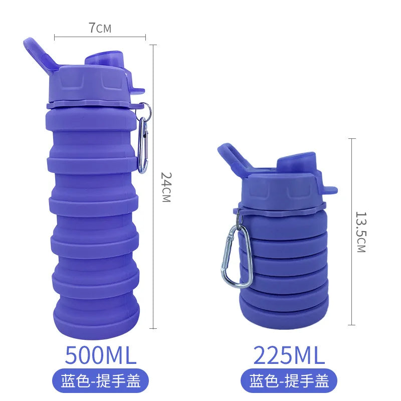 Portable Silicone Foldable Water Bottle – 500ml Collapsible Travel Cup for Hiking and Outdoor Activities 8