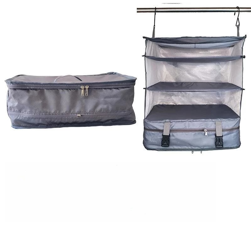 Portable Travel Organizer with Triple Hanging Pockets – Space-Saving Luggage Solution for Efficient Packing and Laundry Separation 10