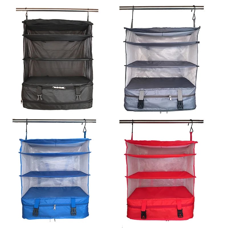 Portable Travel Organizer with Triple Hanging Pockets – Space-Saving Luggage Solution for Efficient Packing and Laundry Separation 2