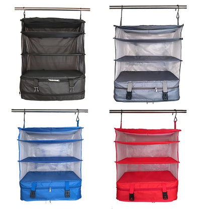 Portable Travel Organizer with Triple Hanging Pockets – Space-Saving Luggage Solution for Efficient Packing and Laundry Separation 2