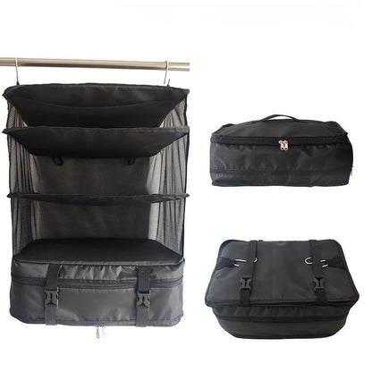 Portable Travel Organizer with Triple Hanging Pockets – Space-Saving Luggage Solution for Efficient Packing and Laundry Separation 8