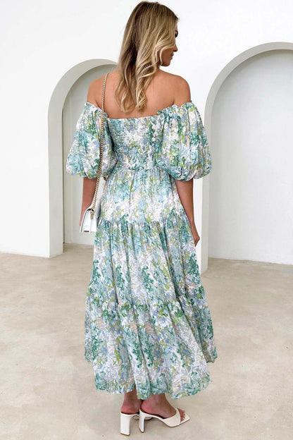 Off-Shoulder Floral Maxi Dress | Quenby