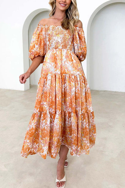 Off-Shoulder Floral Maxi Dress | Quenby