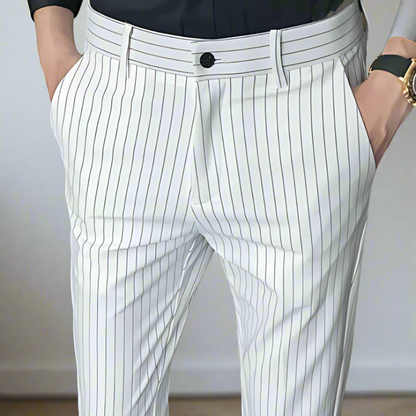 Men's Trousers Slim Fit Vertical Stripe Polyester | James-5