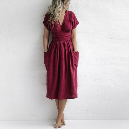 Wrap Linen Midi Dress | Aveline