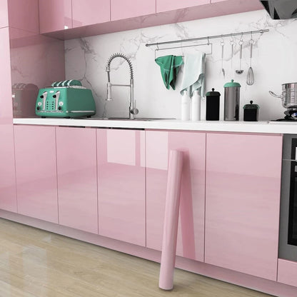 Removable Waterproof PVC Wallpaper - Glossy White Self-Adhesive Vinyl for Walls, Cabinets, and Furniture 10