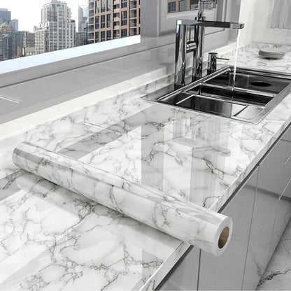 Removable Waterproof PVC Wallpaper - Glossy White Self-Adhesive Vinyl for Walls, Cabinets, and Furniture 6