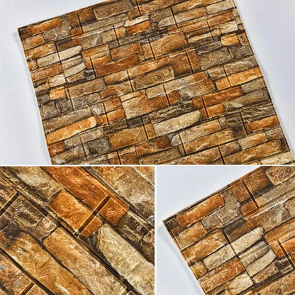 Retro 3D Imitation Brick Wall Sticker, Removable Self-Adhesive PE Foam Wall Decals for Living Room and Kitchen Decor 2