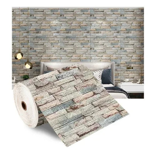 Retro 3D Imitation Brick Wall Sticker, Removable Self-Adhesive PE Foam Wall Decals for Living Room and Kitchen Decor 7