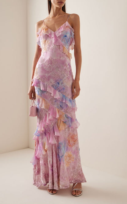 Floral Ruffle Maxi Dress | Sarah