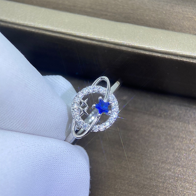 Women Ring Silver Star Design Silver | Crystal Zivra-3