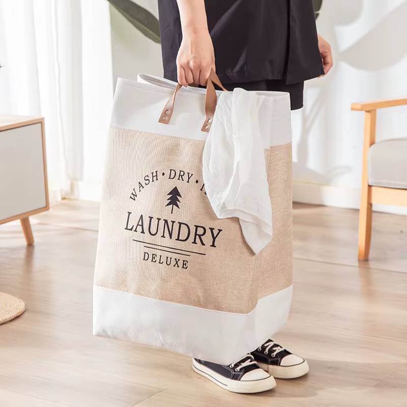 Laundry Basket Beige Cotton | Elegant Design 5