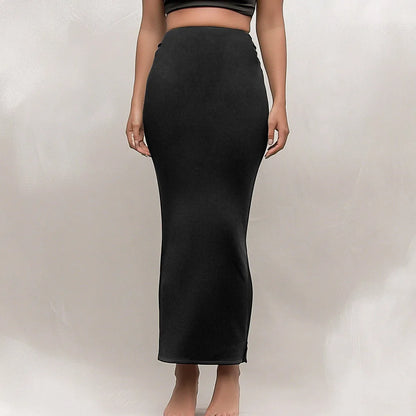 Sleek High-Waisted Satin Midi Skirt | Camilla