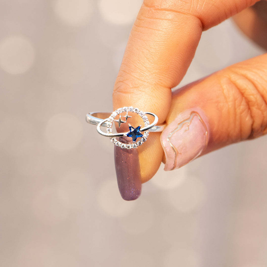 Women Ring Silver Star Design Silver | Crystal Zivra-5