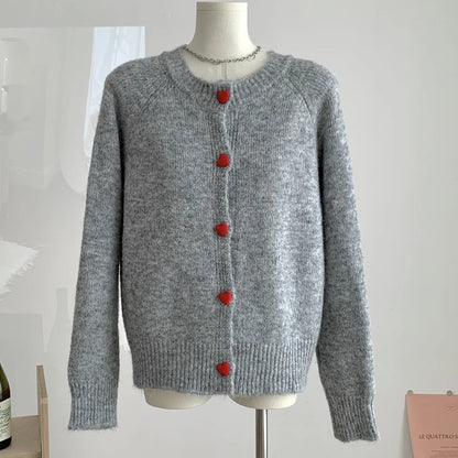 Women Heart Button Knitted Cardigan | Edwina