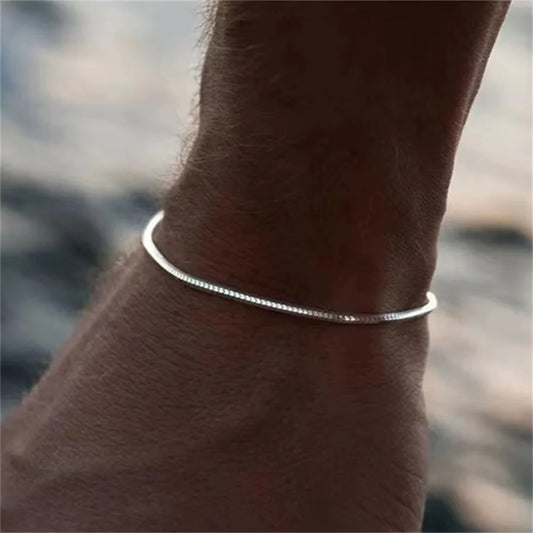 Men's Bracelet Stainless Steel Square Snake Bone Chain | Trendsetter-1