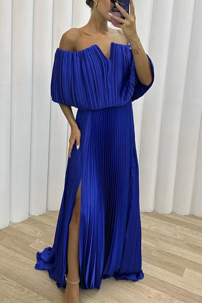 Off-Shoulder Pleated Maxi Dress | Celina