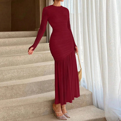 Ruched Long Sleeve Maxi Dress | Clarissa