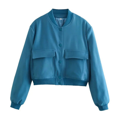 Variant image for Women Bomber Jacket Green Cotton | Vintage Chic-3