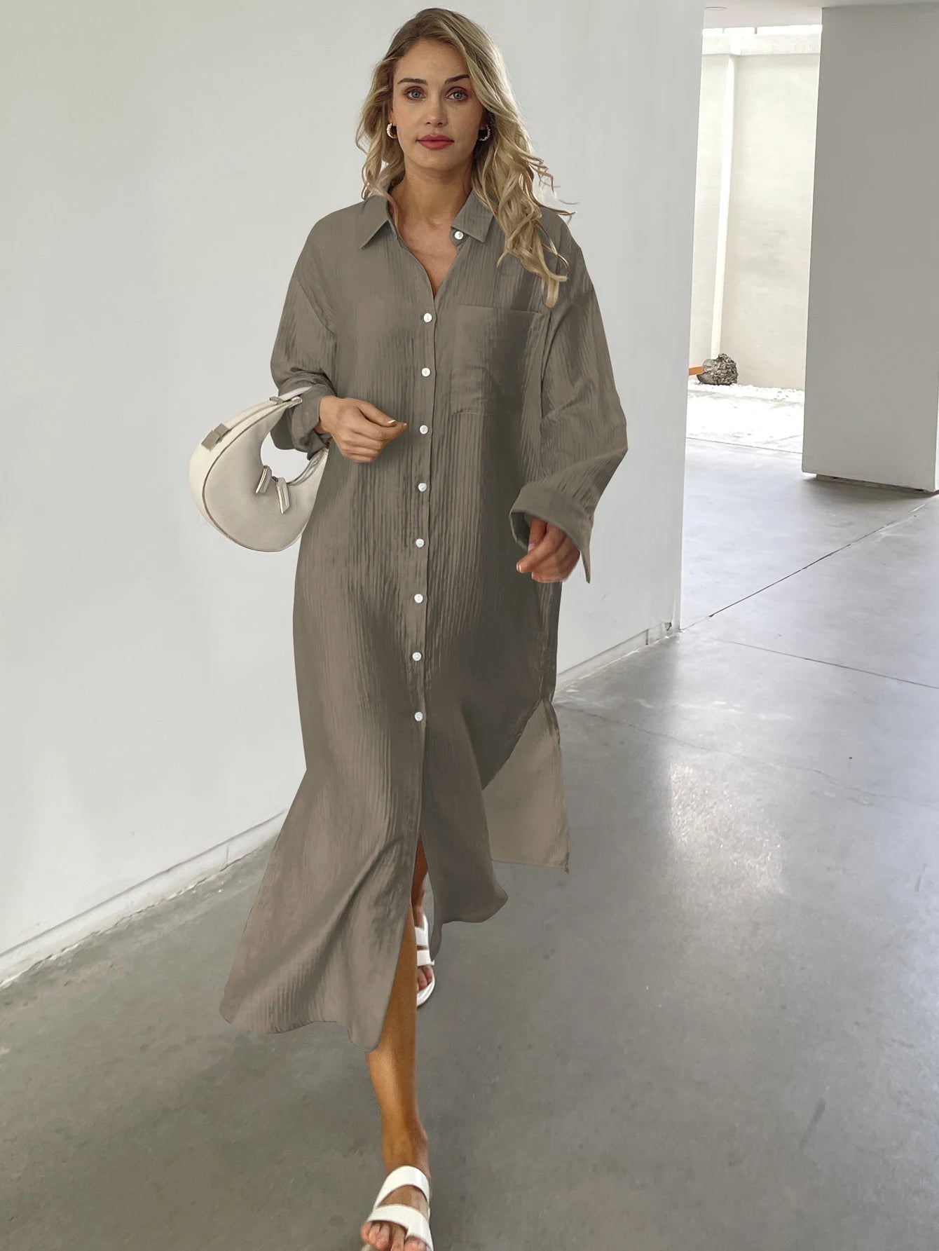 Relaxed Button-Up Shirt Dress | Joella