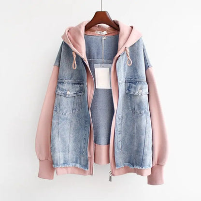 Two-Tone Denim Hoodie Jacket | Giavanna