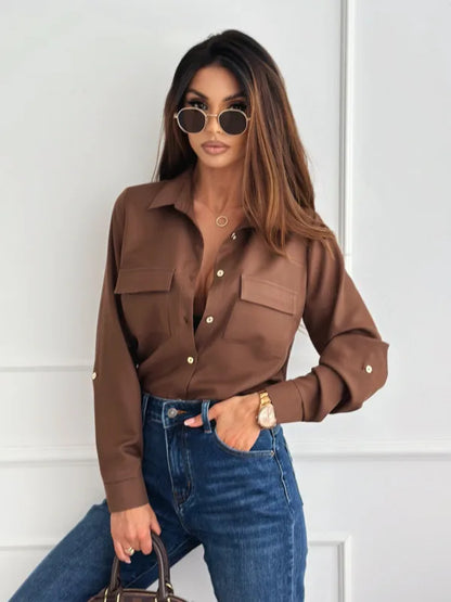 Satin Button-Down Shirt | Serena