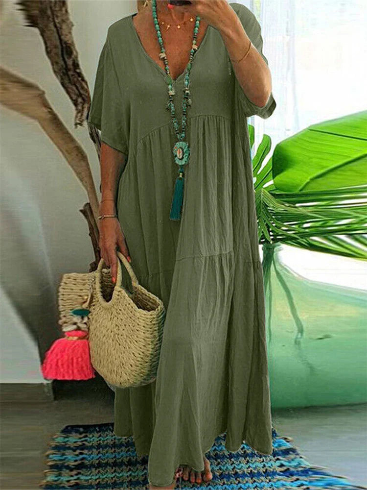 Women Boho V-Neck Relaxed Maxi Dress | Halia