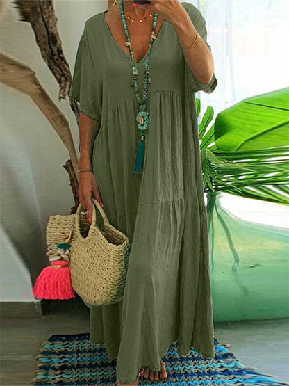 Women Boho V-Neck Relaxed Maxi Dress | Halia