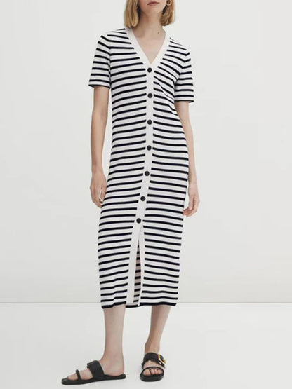 Stripe Button Down Knit Dress | Karina