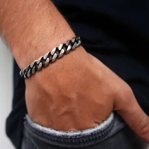 Men's Bracelet Silver Stainless Steel | Vintage Rock Style-1