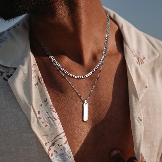 Men's Necklace Stainless Steel Geometric Bar | Stylish Gift-1