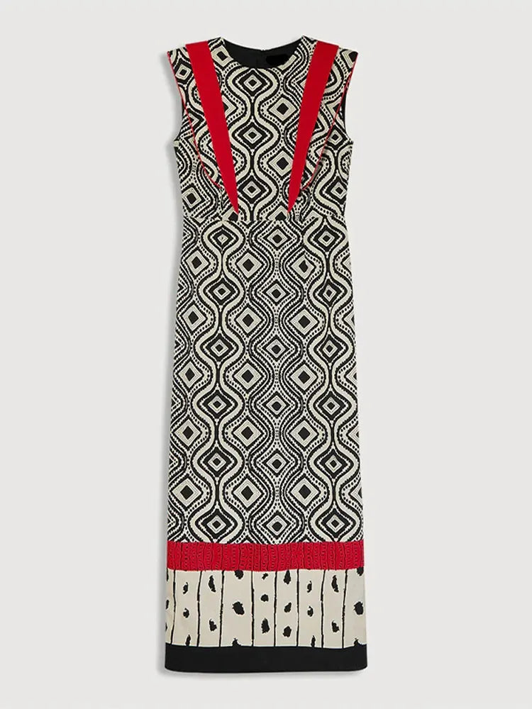 Geometric Pattern Sleeveless Maxi Dress | Isolde