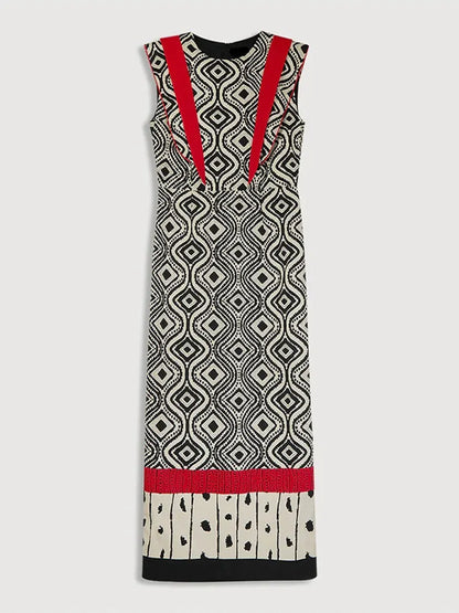 Geometric Pattern Sleeveless Maxi Dress | Isolde