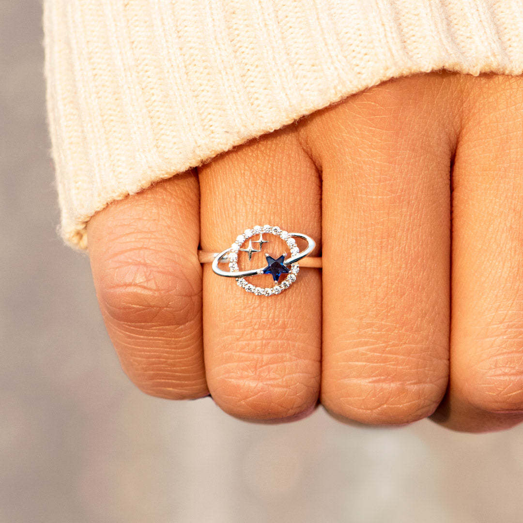 Women Ring Silver Star Design Silver | Crystal Zivra-4
