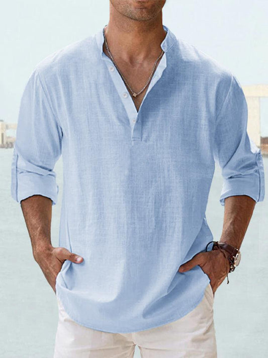 Men's Casual Linen Henley Shirt | Newport