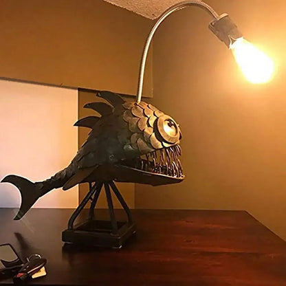 Table Lamp Multi-Colored Glass Retro Fish Design | Unique Nightstand Lamps-2