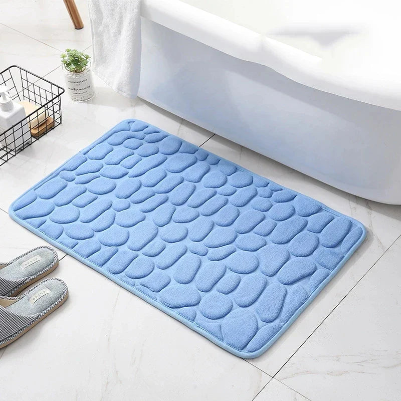 Non-Slip Bath Mat Coral Fleece Memory Foam | Cobblestone 5