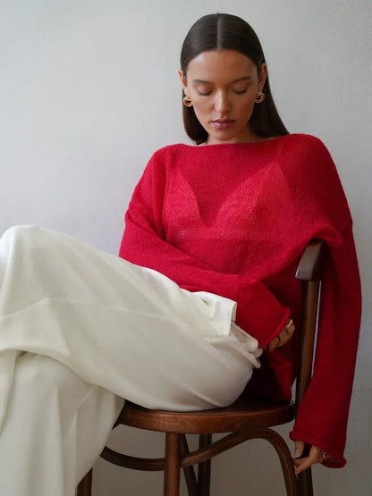Women Sheer Loose Knit Sweater | Idella