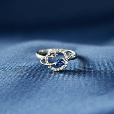 Women Ring Silver Star Design Silver | Crystal Zivra-1