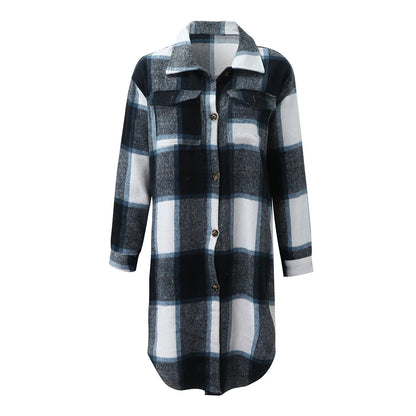 Women Longline Checkered Button Shacket | Illyria