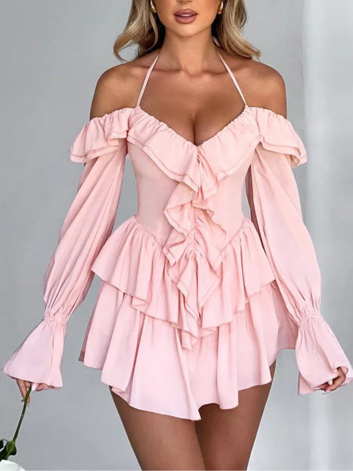 Ruffled Off-Shoulder Mini Dress | Caroline