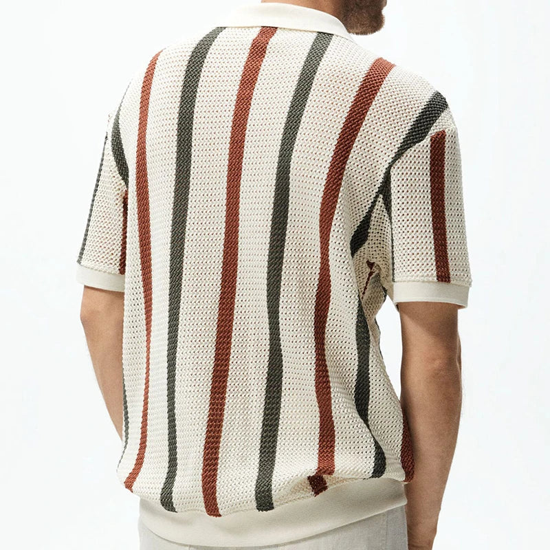 Striped Knit Polo Shirt | Lance