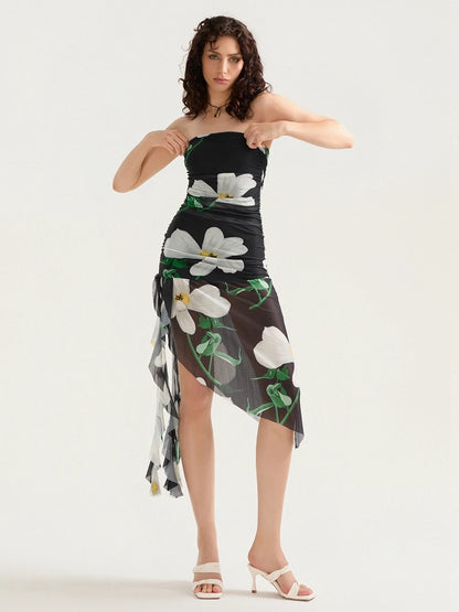 Women Floral Asymmetrical Midi Dress | Ysabelle