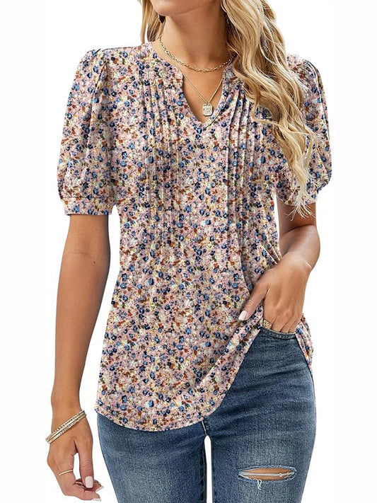 Floral Pleated Puff Sleeve Blouse | Eliana