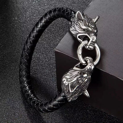 Variant image for Men's Leather Bracelet Black Vintage | Odin-16