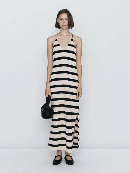 Striped Sleeveless Maxi Dress | Elmira